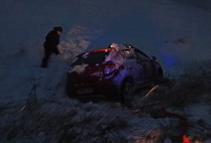 23 ноября на дороге Браслав-Поставы возле аг. Курополье машина съехала в кювет