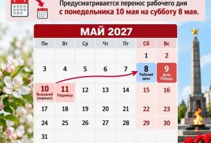 Белорусов ждут три выходных подряд в мае 2027 года